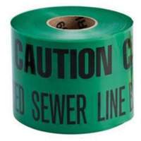 "Buried Sewer Line" Identoline&reg; Underground Warning Tape, 6" W x 1000' L, Black on Green Action Paper