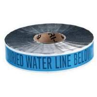 "Water Line" Identoline&reg; Underground Warning Tape, 2" W x 1000' L, Black on Blue Action Paper