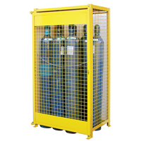 Gas Cylinder Cabinets, 10 Cylinder Capacity, 44" W x 30" D x 74" H, Yellow SAF837 | Action Paper