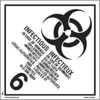 TDG Shipping Labels, Class 6.2, Infectious Substances, Paper Action Paper