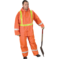 Tornado Traffic Rain Suit, PVC, Small, High Visibility Orange Action Paper
