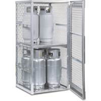 Aluminum LPG Cylinder Locker Storage, 8 Cylinder Capacity, 30" W x 32" D x 65" H, Silver SAI574 | Action Paper