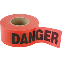 Petits rubans standards pour barricades, Anglais, 3" la x 300' lo, 2 mils, Noir/rouge Action Paper