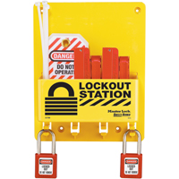 Poste de verrouillage compacte, Cadenas Thermoplastique, Capacit&eacute; de 4, Cadenas Compris Action Paper