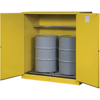 Armoires Sure-Grip EX pour entreposage de barils &agrave; la verticale, Capacit&eacute; de 110 gal. US, 2 barils, Jaune Action Paper