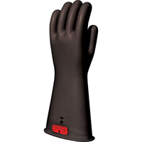 Black Natural Rubber Insulating Gloves, ASTM Class 0, Size 8, 14" L Action Paper
