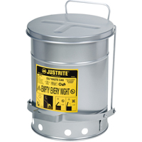 Oily Waste Cans, FM Approved/UL Listed, 6 US Gal., Silver Action Paper