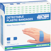 Bandages, Rectangular/Square, 3", Plastic Metal Detectable, Sterile Action Paper