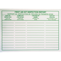 First Aid Kit Inspection Report Cards Action Paper