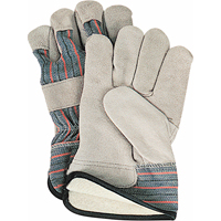 Winter-Lined Fitters Gloves, Large, Split Cowhide Palm, Cotton Fleece Inner Lining Action Paper