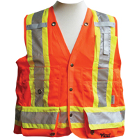 Vestes de s&eacute;curit&eacute; pour arpenteur, Orange haute visibilit&eacute;, Moyen, Polyester Action Paper