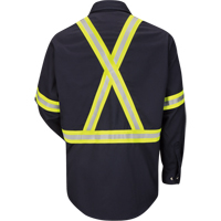 Work Shirt with Reflective Trim, Cotton/Nylon, Medium, High Visibility Orange Action Paper