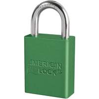 American Lock&reg; Safety Padlocks, Green, Keyed Alike, Aluminum, 1-1/2" Width Action Paper
