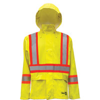 Hi-Vis FR/PU Safety Rain Jackets, Small, High Visibility Lime-Yellow Action Paper
