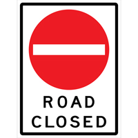 Enseigne enroulable de circulation  Road Closed , 36" x 48", Vinyle, Anglais avec pictogramme Action Paper