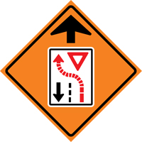 Yield Ahead Roll-Up Traffic Sign, 29-1/2" x 29-1/2", Vinyl, Pictogram Action Paper