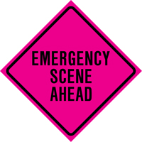 "Emergency Scene Ahead" Roll-Up Traffic Sign, 36" x 36", Vinyl, English Action Paper