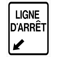"Ligne d'Arr&ecirc;t" Roll-Up Traffic Sign, 23-3/5" x 29-1/2", Vinyl, French with Pictogram Action Paper
