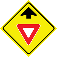 "Yield Ahead" Roll-Up Traffic Sign, 36" x 36", Vinyl, Pictogram Action Paper