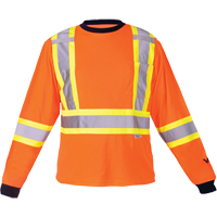 Safety Long Sleeve Shirt, Polyester, Medium, High Visibility Orange Action Paper
