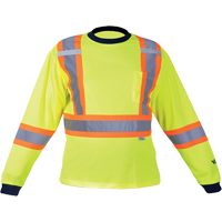 Safety Long Sleeve Shirt, Polyester, Medium, High Visibility Lime-Yellow Action Paper