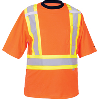 Safety T-Shirt, Polyester, Medium, High Visibility Orange Action Paper