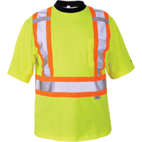 Safety T-Shirt, Polyester, Medium, High Visibility Lime-Yellow Action Paper