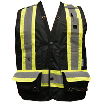 Fire Retardant Surveyor Safety Vest, Black, Small, Polyester Action Paper