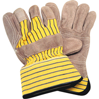 Double-Palm Fitters Gloves, Large, Split Cowhide Palm, Cotton Inner Lining Action Paper