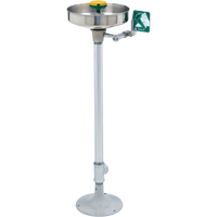 Axion&reg; Eye/Face Wash Station, Pedestal Installation, Stainless Steel Bowl Action Paper