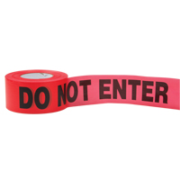 Rubans standards pour barricades, Anglais, 3" la x 1000' lo, 2 mils, Rouge Action Paper