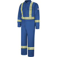Flame-Resistant Premium Coveralls with Reflective Trim, Size 38, Royal Blue, 12.2 cal/cm² Action Paper