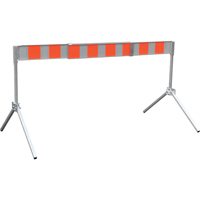 Street Barricade, A-Frame, 6' L x 5-1/2" H, Orange/White Action Paper