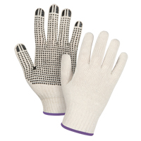 Lightweight Dotted String Knit Gloves, Poly/Cotton, Single Sided, 7 Gauge, X-Small Action Paper