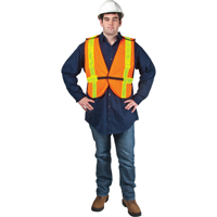 Standard-Duty Safety Vest, High Visibility Orange, Medium, Polyester Action Paper
