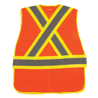 CSA Compliant High Visibility Surveyor Vest, High Visibility Orange, 2X-Large, Polyester Action Paper