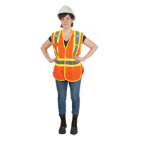 CSA Compliant High Visibility Surveyor Vest, High Visibility Orange, 2X-Large, Polyester Action Paper
