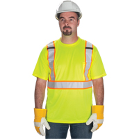 CSA Compliant T-Shirt, Polyester, Large, High Visibility Lime-Yellow Action Paper