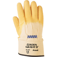 Golden Grab-It&reg; II Gloves, 10/X-Large, Rubber Latex Coating, 13 Gauge, Nylon Shell Action Paper