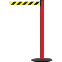 Advance TensaBarrier&reg; Barrier Post, Steel, 36" H, Black/Yellow Tape, 7.5' Tape Length Action Paper