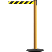 Advance TensaBarrier&reg; Barrier Post, Steel, 36" H, Black/Yellow Tape, 7.5' Tape Length Action Paper