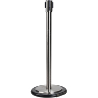 Free-Standing Crowd Control Barrier Receiver Post With Wheels, 35" High, Stainless Action Paper