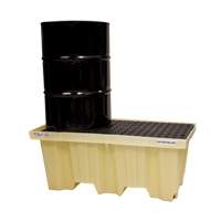 Nestable 2-Drum Poly-Spillpallet Without Drain, 66 US gal. Spill Capacity, 51" x 26" x 21" Action Paper