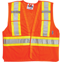 Traffic Safety Vest, High Visibility Orange, 2X-Large/3X-Large, Polyester Action Paper