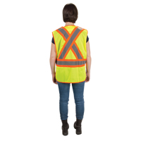 CSA Compliant High Visibility Surveyor Vest, High Visibility Lime-Yellow, 2X-Large, Polyester Action Paper