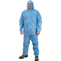 Premium Hooded Coveralls, Medium, Blue, Polypropylene Action Paper