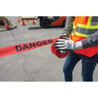 "Danger" Barricade Tape, Bilingual, 3" W x 1000' L, 1.5 mils, Black on Red Action Paper