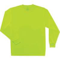GloWear 8091 Non-Certified Long Sleeve T-Shirt, Polyester, Small, High Visibility Lime-Yellow Action Paper