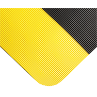 Tapis tr&egrave;s robuste pour panneau de contr&ocirc;le No 720, Ondul&eacute;, 3' x 10' x 5/8", Noir/Jaune, PVC Action Paper