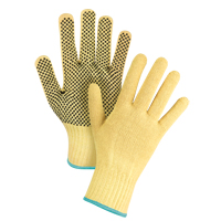 Gants tricot&eacute;s sans couture &agrave; pois, Taille T-Grand/10, Calibre 7, Rev&ecirc;tement PVC, Enveloppe en Kevlar, ASTM ANSI niveau A2/EN 388 niveau 3 Action Paper